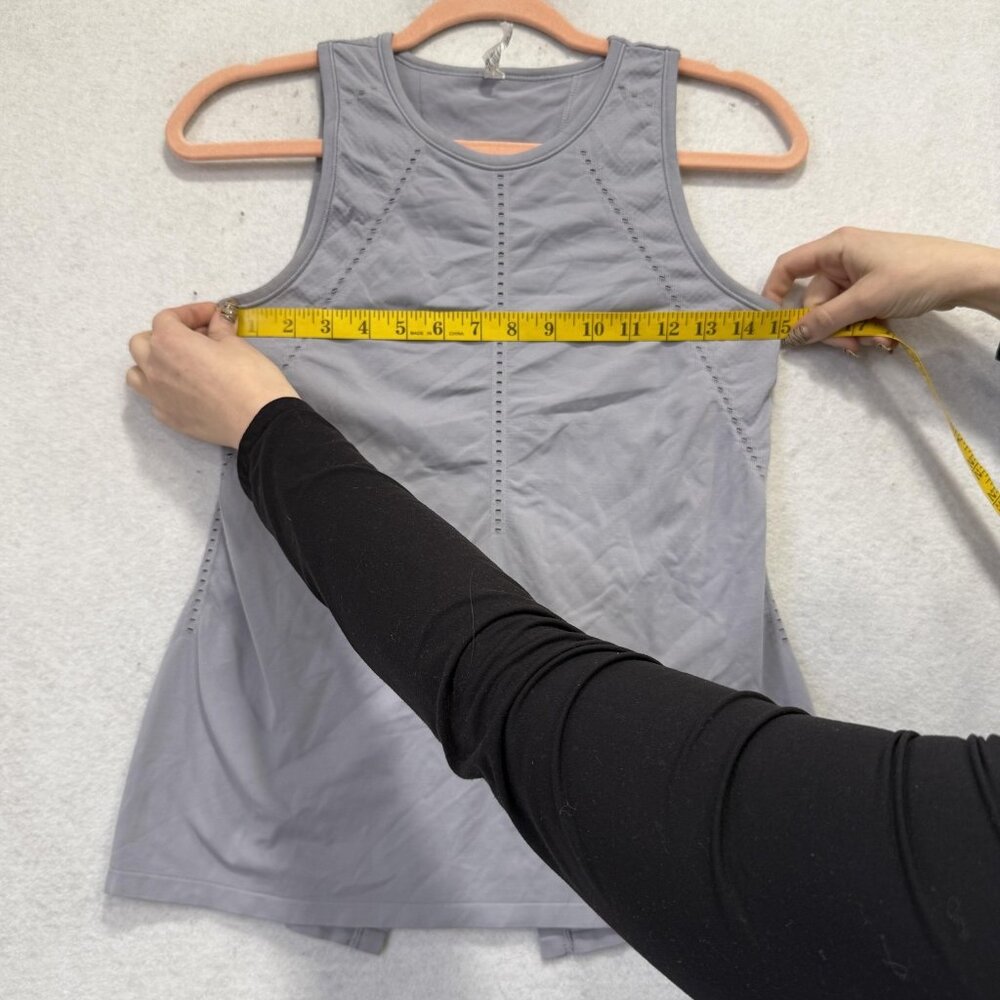 Athleta Tank Top Womens XS Gray Perforated Split Back Lightweight Athletic Gym - Picture 5 of 7